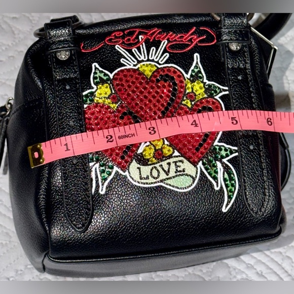 Ed Hardy Black and Red Heart Mini Bag - Picture 11 of 13